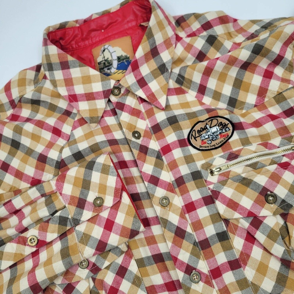 Portal Truckers Road Dogs On Hogs Men's 2XL Flannel Long Sleeve‎ Plaid Shirt